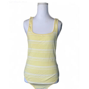 Steve Madden Yellow & White Striped Ribbed Bodysuit | Size XL | NEW WITH TAGS